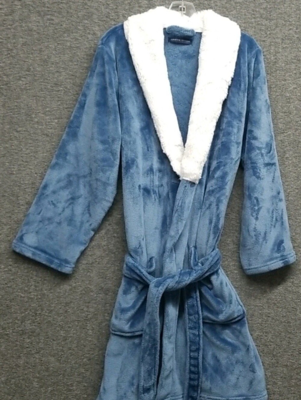 Womens Robe Adrienne Vittadini Blue Plush Open Front One Size Fits Most
